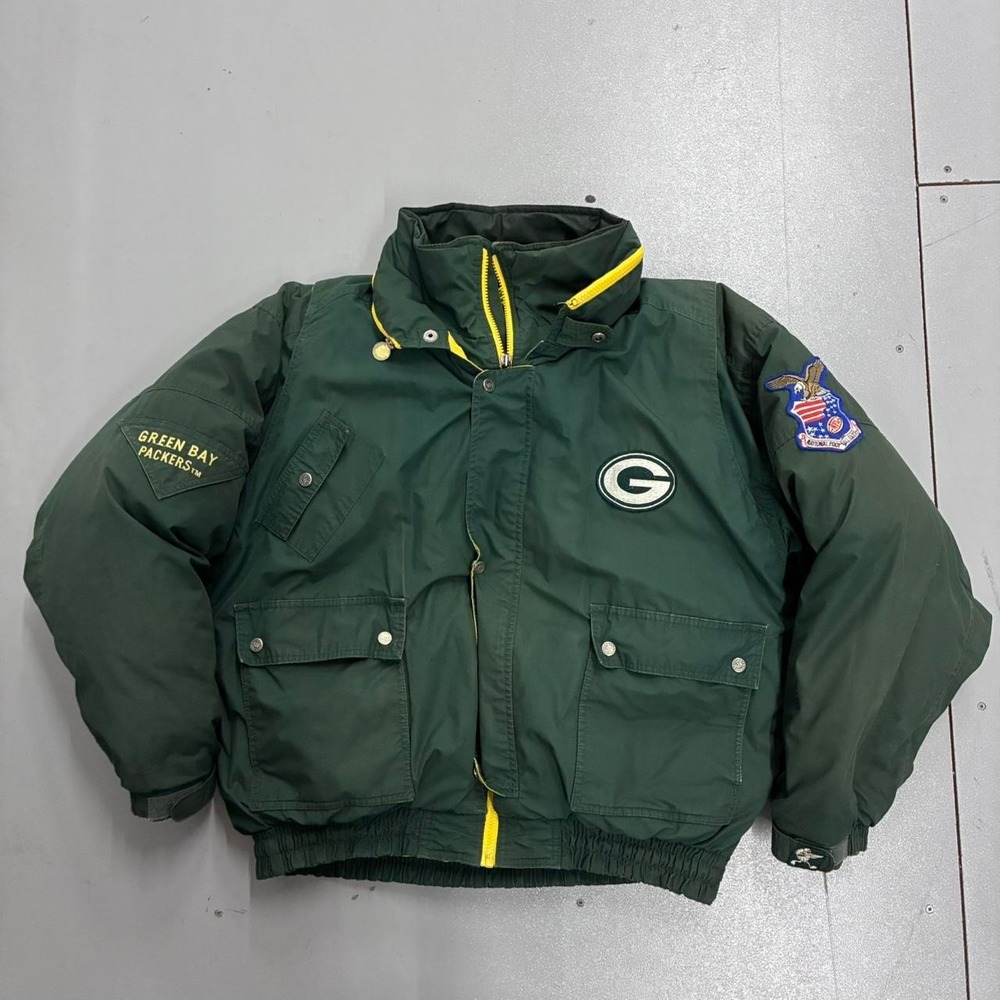 Vintage Triple FAT Goose Green Bay Packers Down Puffer Jacket Mens XL Green 90s